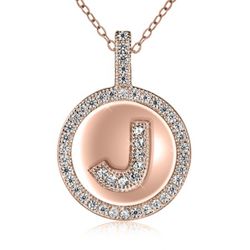 Rose gold plated Sterling Silver Initial Pendant w/Micropave CZs Rose gold plated Sterling Silver Initial Pendant w/Micropave CZs